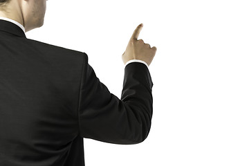 Image showing Back of pointing business man