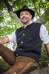 Image showing Sitting traditional Bavarian man