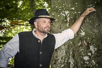 Image showing Man with traditional costume in forest