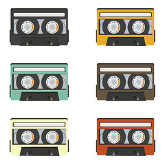 Image showing collection of retro audio tapes isolated on white background