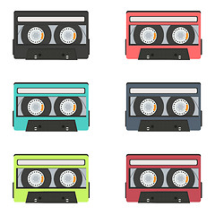 Image showing collection of retro audio tapes isolated on white background