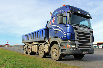 Image showing Blue Scania Heavy Duty Truck on a parking lot