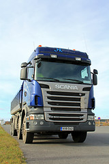 Image showing Blue Scania Tipper Truck on a parking lot