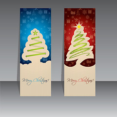 Image showing Christmas label design with green trees