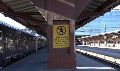 Image showing sign an a train