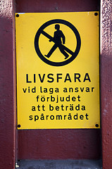 Image showing sign an a train