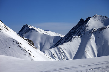 Image showing Ski piste at nice winter day