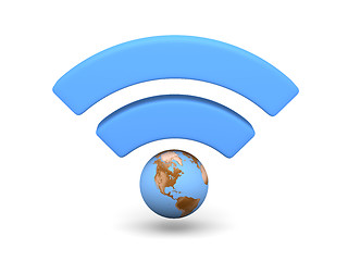 Image showing Blue WiFi symbol