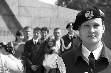 Image showing teens in uniform on the Victory Day