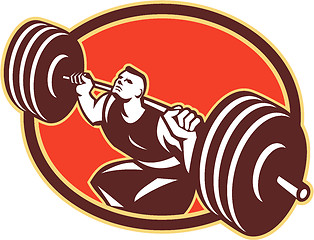 Image showing Weightlifter Lifting Barbells Cross-fit Retro