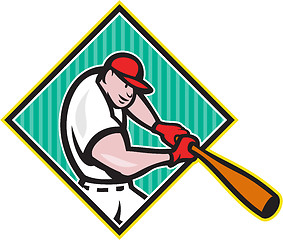 Image showing Baseball Player Batting Diamond Cartoon