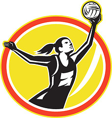 Image showing Netball Player Catching Ball Retro