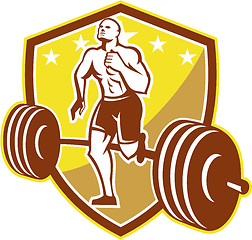 Image showing Crossfit Athlete Runner Barbell Shield Retro