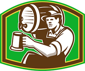 Image showing Barman Bartender Pour Beer Barrel Retro