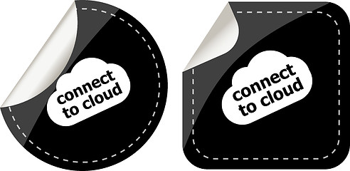 Image showing stickers label set business tag with connect to cloud word