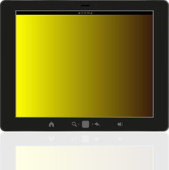 Image showing tablet pc with abstract yellow screen