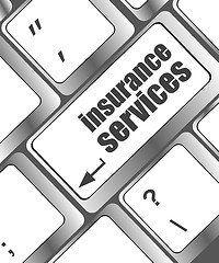 Image showing Keyboard with insurance services button, internet concept