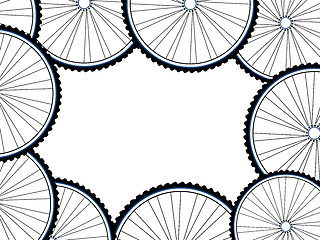 Image showing Bicycle wheels background, wheel set isolated on white