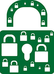 Image showing Opened lock set isolated over white background