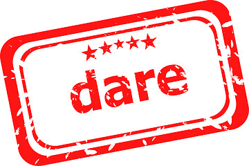 Image showing dare word on red rubber old business stamp