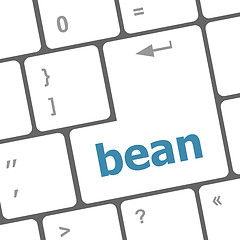 Image showing bean word on keyboard key, notebook computer button