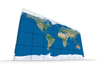 Image showing World map made of blocks