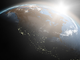 Image showing Sunrise over North America