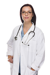 Image showing Mixed Race Female Nurse or Doctor Wearing Scrubs and Stethoscope