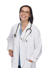 Image showing Mixed Race Female Nurse or Doctor Wearing Scrubs and Stethoscope