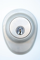 Image showing Metallic door lock with keyhole