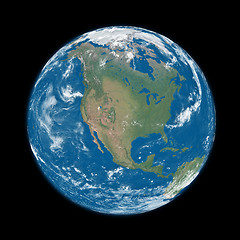 Image showing North America on blue Earth