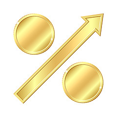 Image showing Growing percentage sign with gold coins.