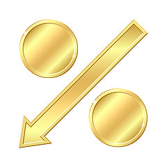 Image showing Percentage sign with gold coins.