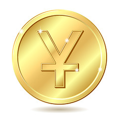 Image showing golden coin with yuan sign