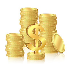 Image showing Stacks of gold coins