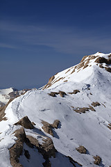 Image showing Snow ridge and footpath to the top