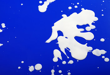 Image showing Blots from milk on blue background