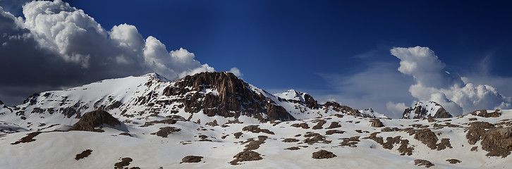 Image showing Panorama of snowy winter mountains