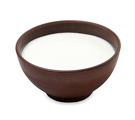 Image showing Ceramic bowl with milk