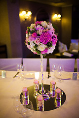 Image showing Celebratory tables decorated with flowers