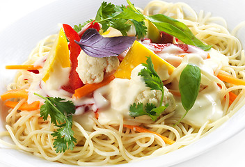 Image showing Spaghetti with vegetables