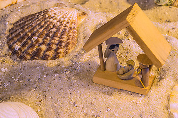 Image showing Nativity scene on a beach