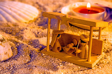 Image showing Nativity scene on a beach