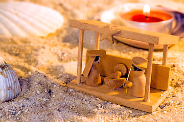 Image showing Nativity scene on a beach