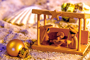 Image showing Nativity scene on a beach