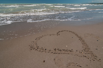 Image showing Love heart on the beach