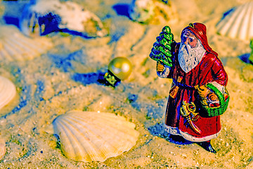 Image showing Santa Claus on a beach