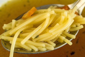 Image showing beef broth with noodles