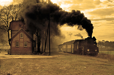 Image showing Old retro steam train