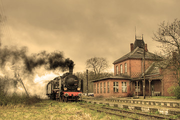 Image showing Old retro steam train